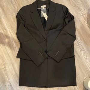 Ann Taylor Loft dark grey pinstripe suit, NWT, jacket size 10, skirt size 12